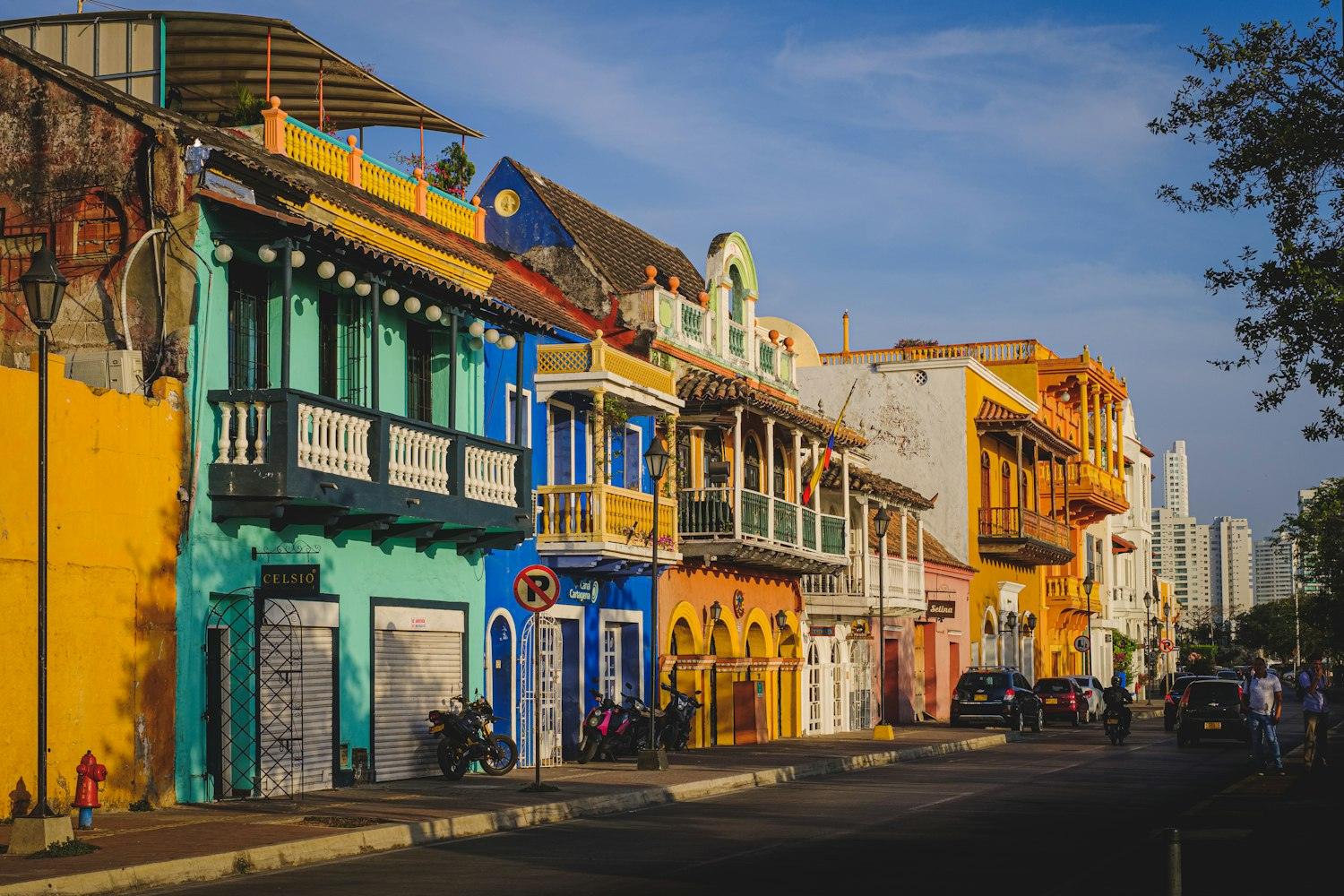 Casas coloniales de colores en Cartagena, Colombia